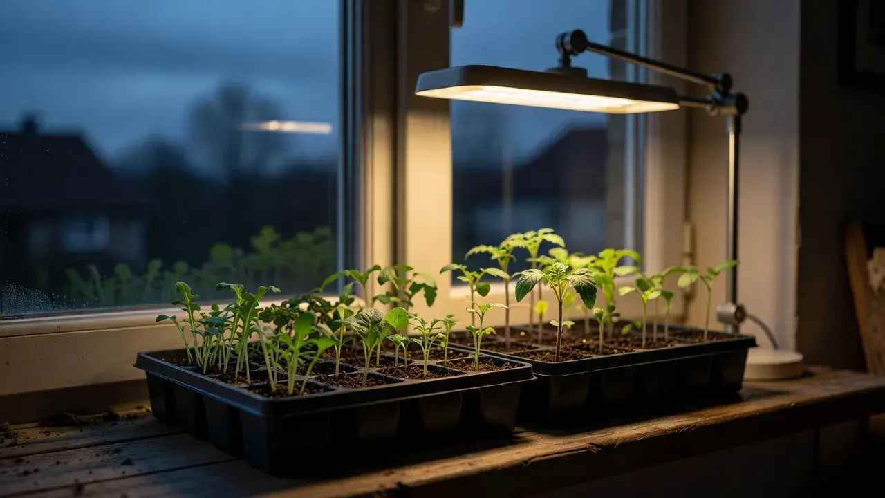 LED lempa ar palangės šviesa: kaip rinktis daigams